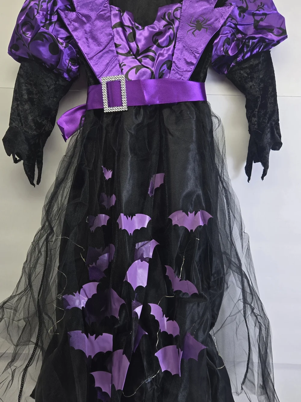 New 4T Purple & Black Bat Witch Kids Costume with Belt